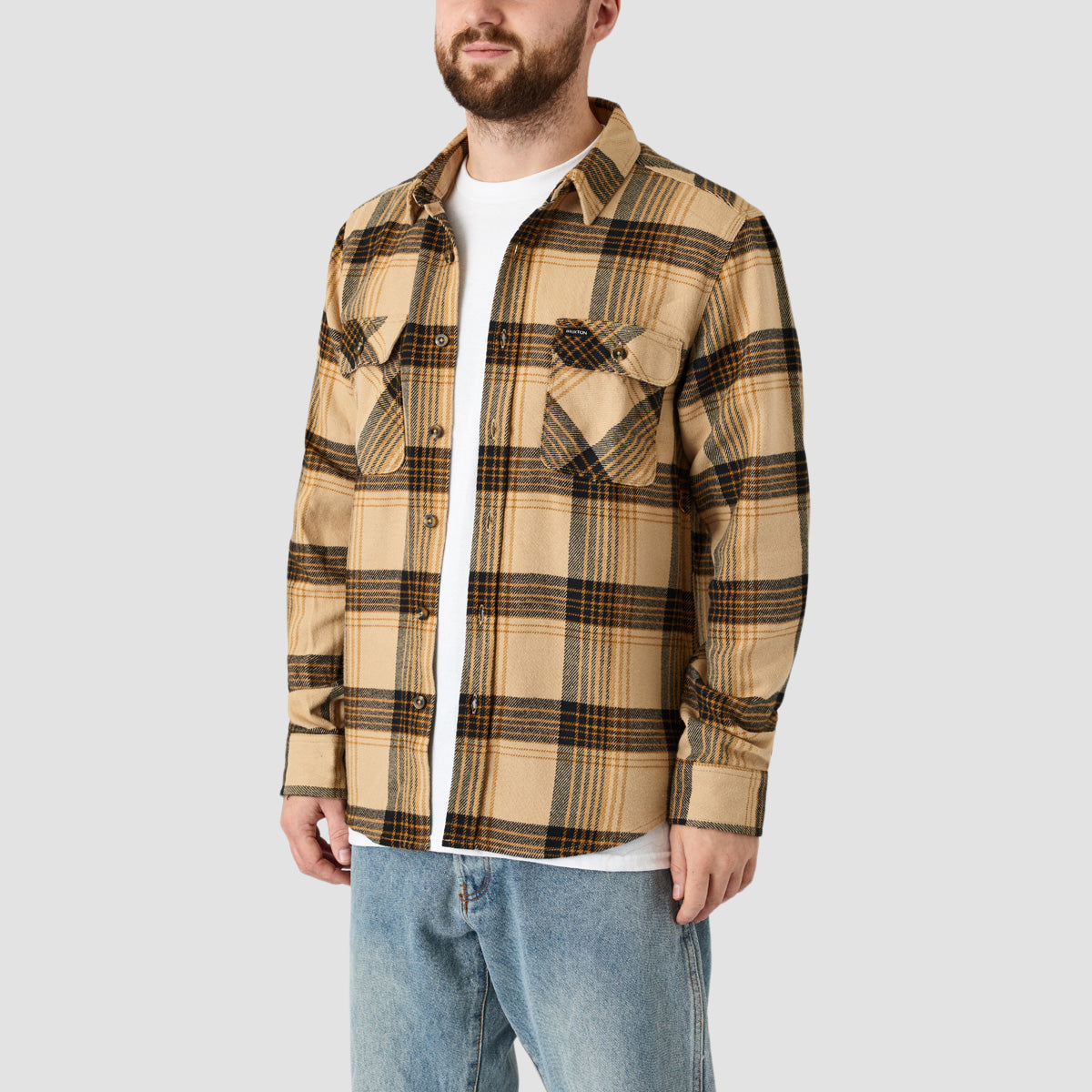 Brixton Bowery Longsleeve Flannel Shirt Sand/Black