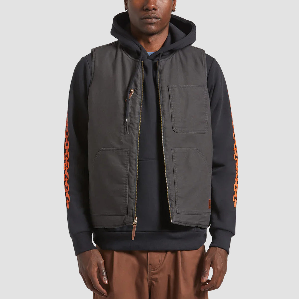 Brixton Builders Abraham Rev Vest Jacket Bark Camo