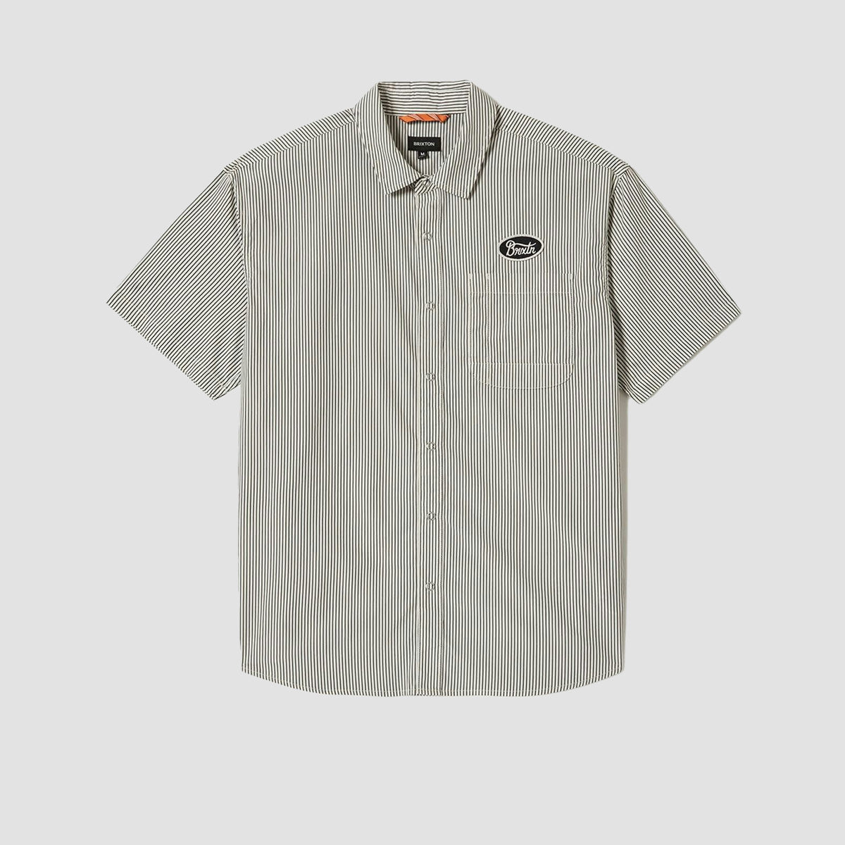 Brixton Builders Auto Short Sleeve Shirt Black/Off White Stripe