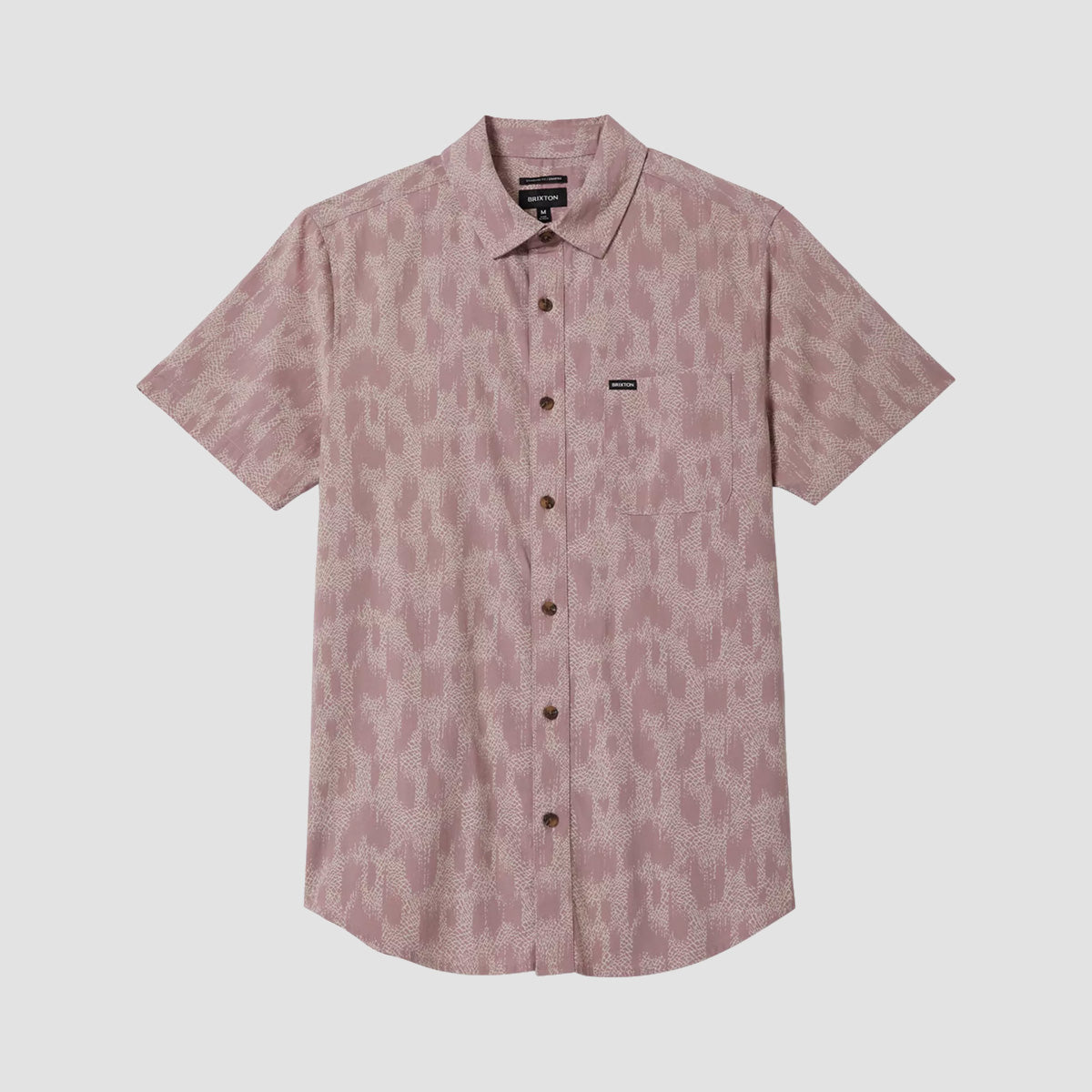 Brixton Charter Print Short Sleeve Shirt Dark Pink/Silver Crackle Paint