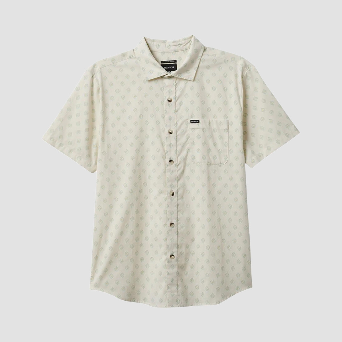 Brixton Charter Print Short Sleeve Shirt Off White Geo