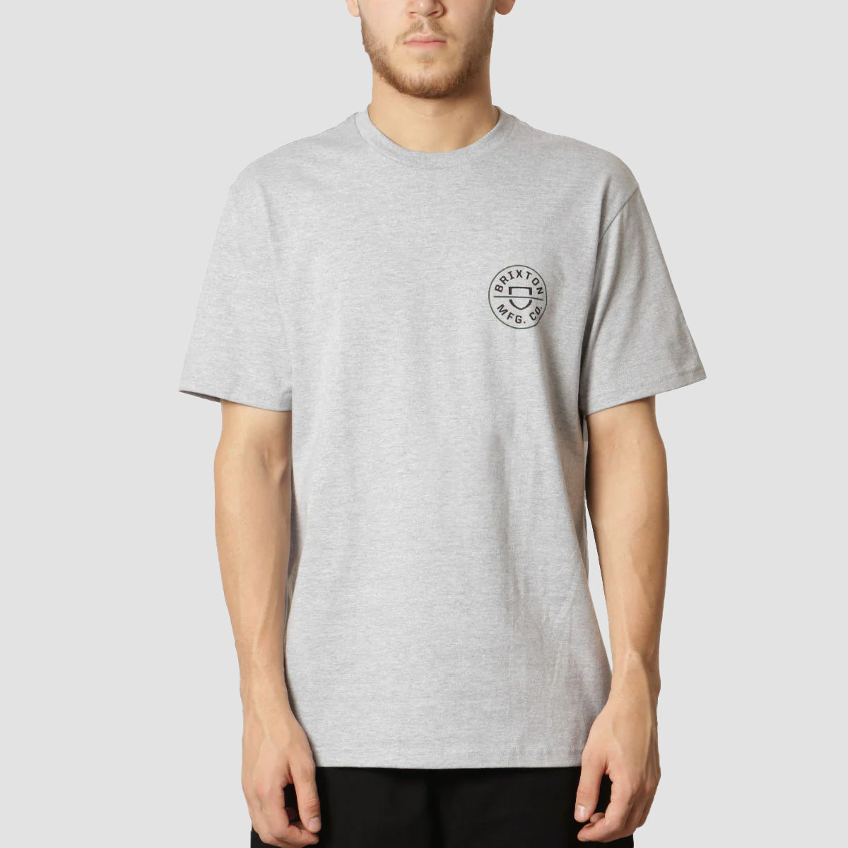 Brixton Crest II T-Shirt Heather Grey/Washed Black/Pine