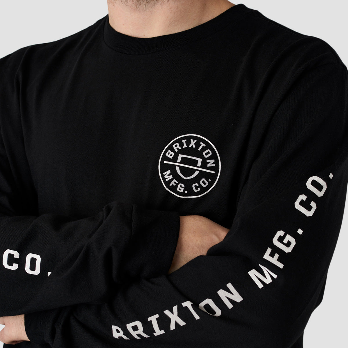 Brixton Crest Longsleeve T-Shirt Black/Mineral Grey/White