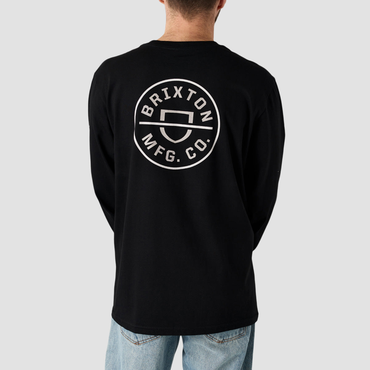 Brixton Crest Longsleeve T-Shirt Black/Mineral Grey/White