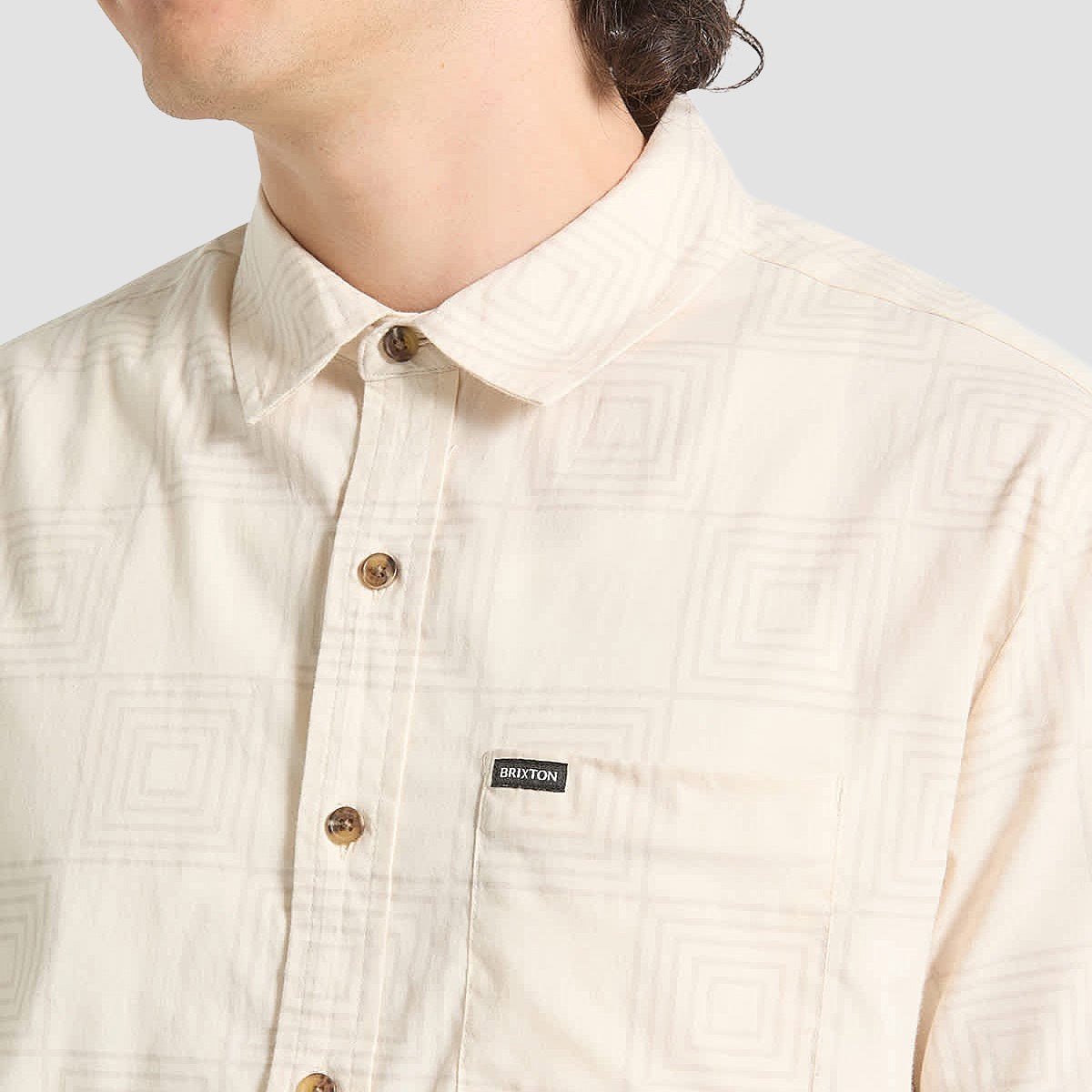 Brixton Cru Print Short Sleeve Shirt Whitecap/Geo Checker