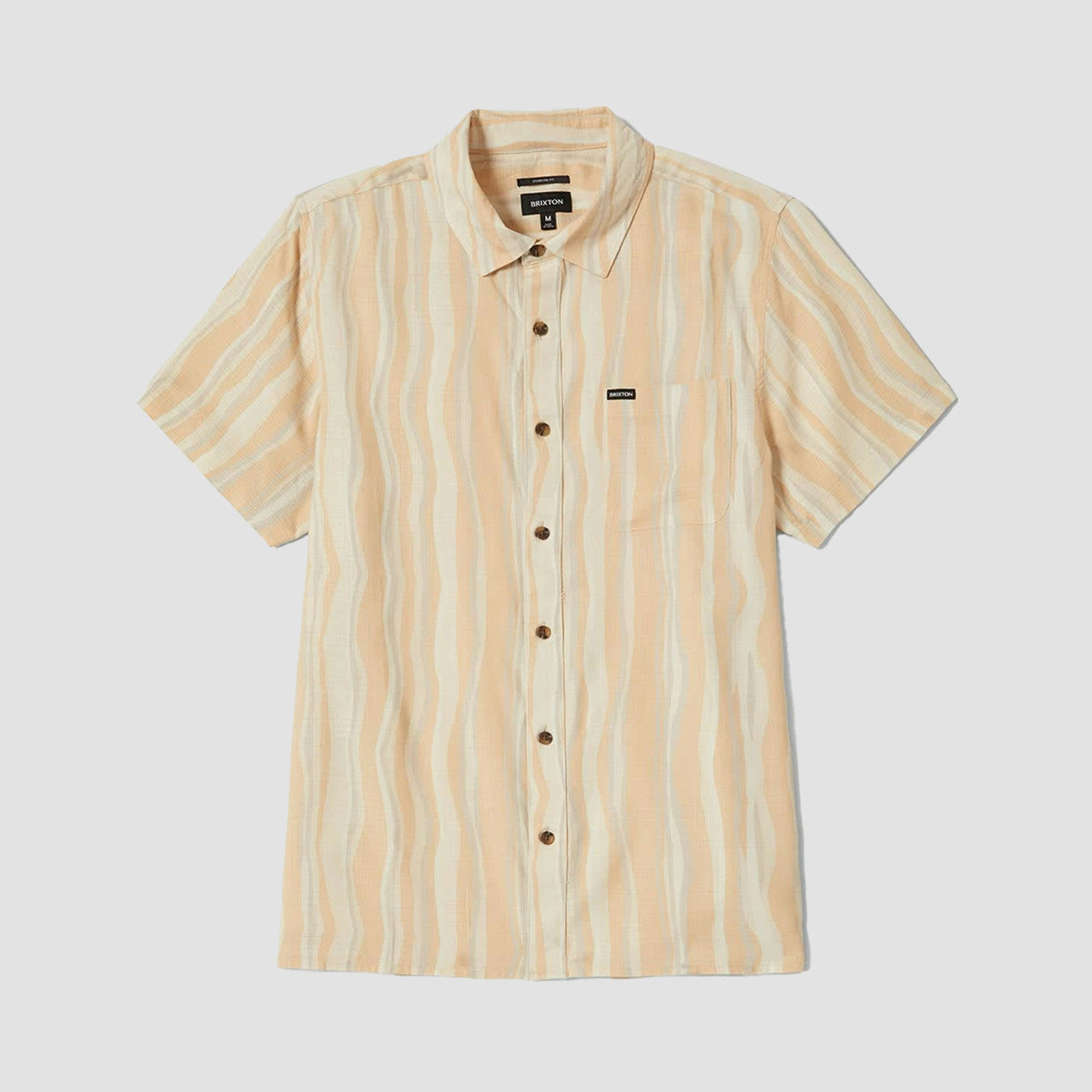 Brixton Cru Slub Short Sleeve Shirt Hazelnut/Painterly Stripe