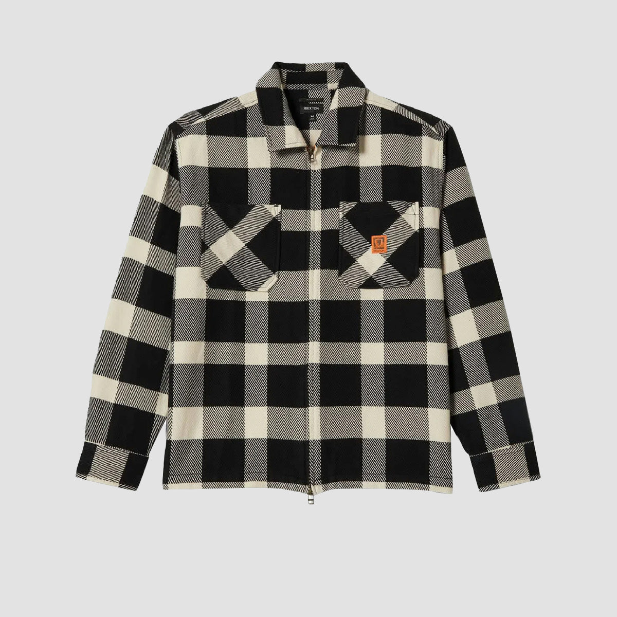 Brixton Union Zip Flannel Overshirt Off White/Black