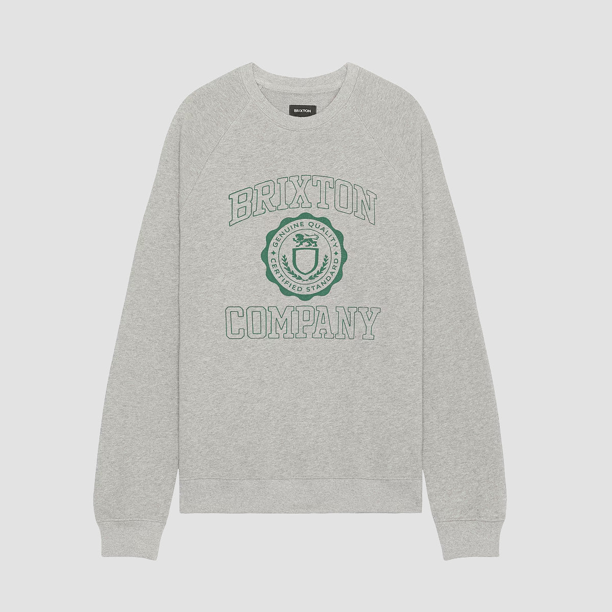 Brixton University Broken In Crew Sweatshirt Heather Grey/Pine Needle