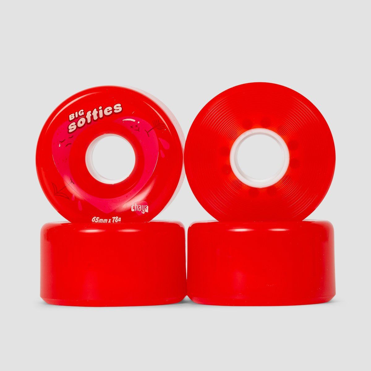 Chaya Big Softies 78A Outdoor Quad Wheels X4 Clear Red 65mm