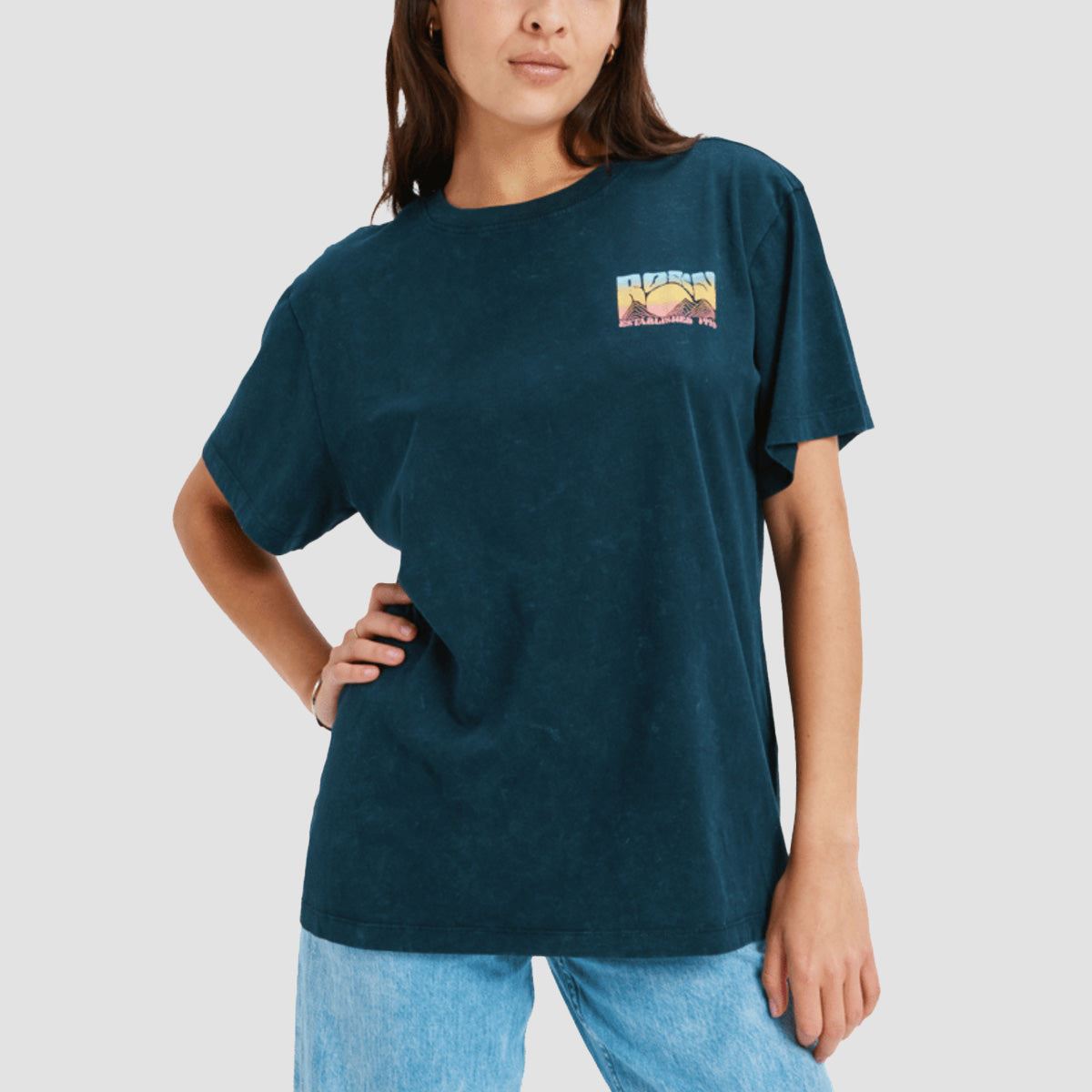 Roxy Sunny Optic Wash Oversize T-Shirt Anthracite - Womens