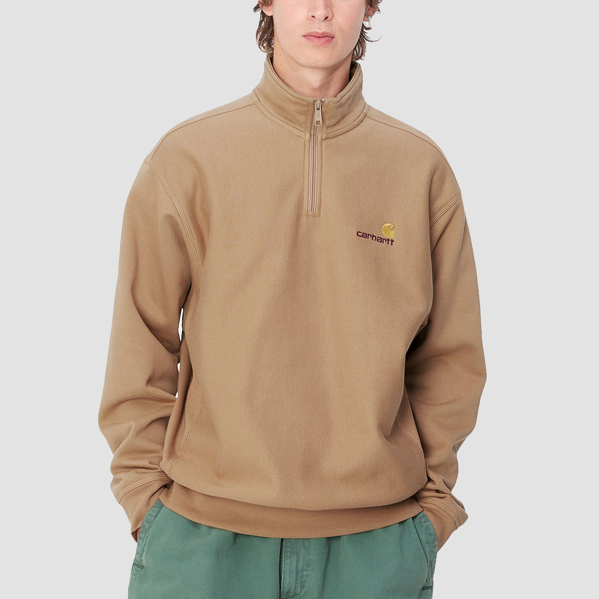 Carhartt WIP American Script Half Zip Sweatshirt Peanut