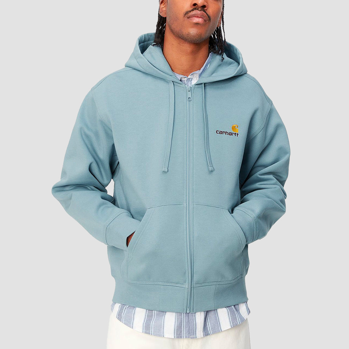 Carhartt WIP American Script Zip Hoodie Frosted Blue