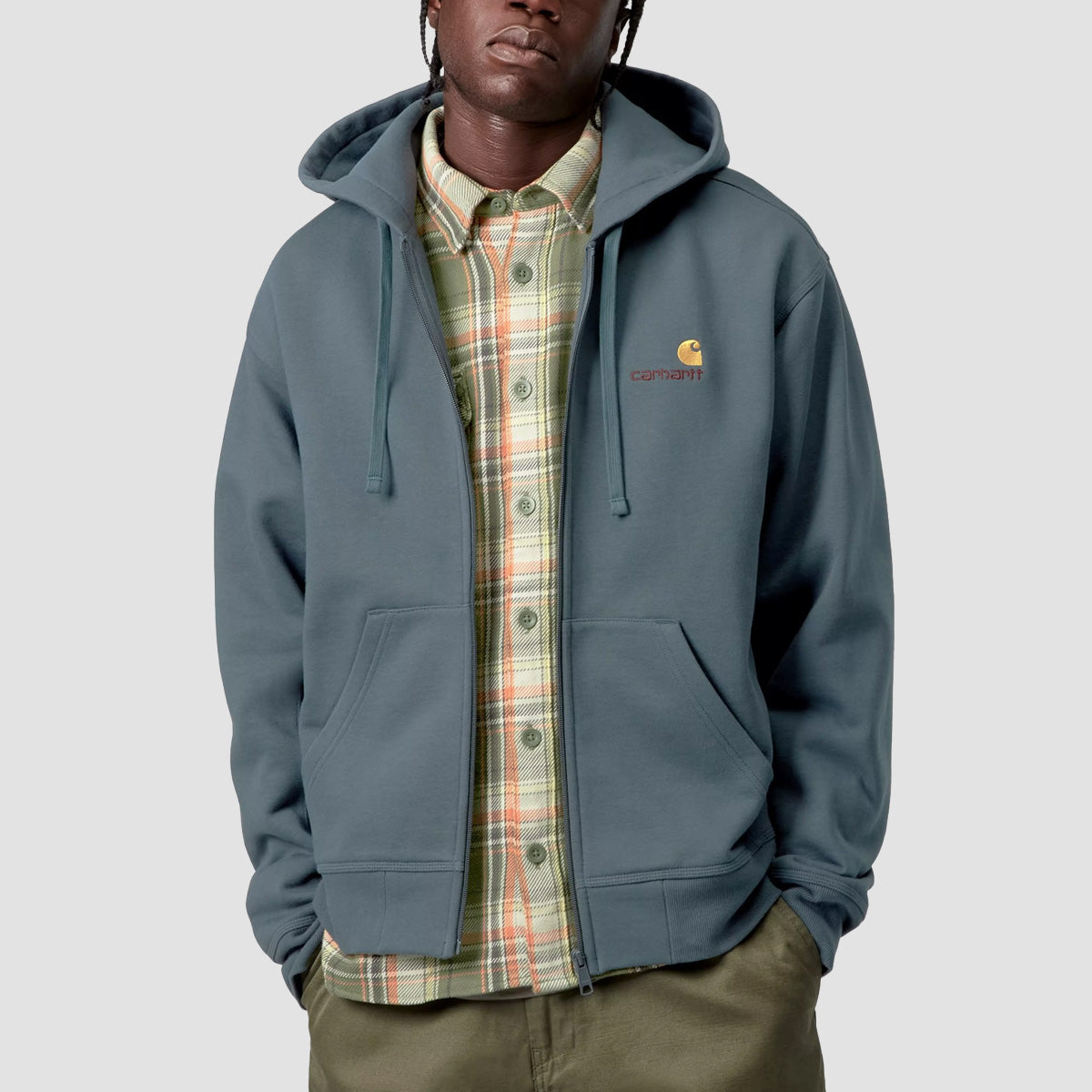 Carhartt WIP American Script Zip Hoodie Office Blue