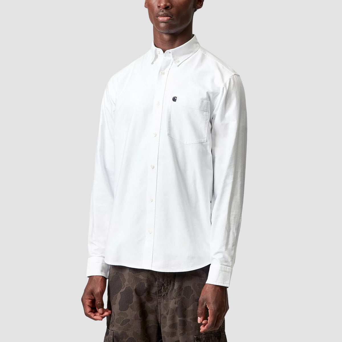 Carhartt WIP C-Logo Longsleeve Shirt White/Dark Navy