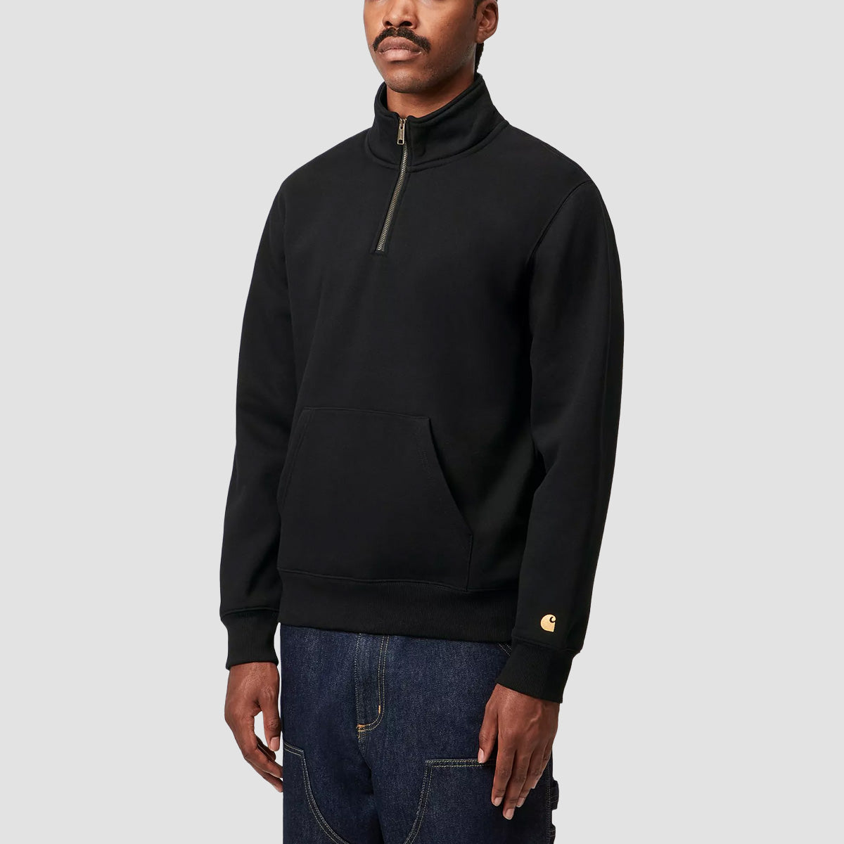 Carhartt WIP Chase Neck Zip Sweatshirt Black/Gold