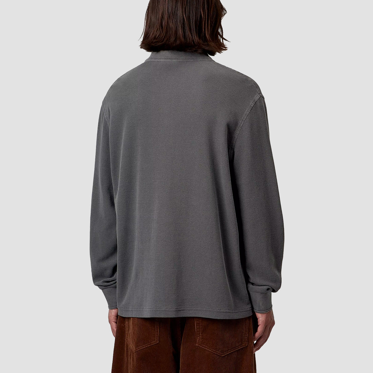 Carhartt WIP Waffle Rugby Longsleeve Shirt Black Garment Dyed
