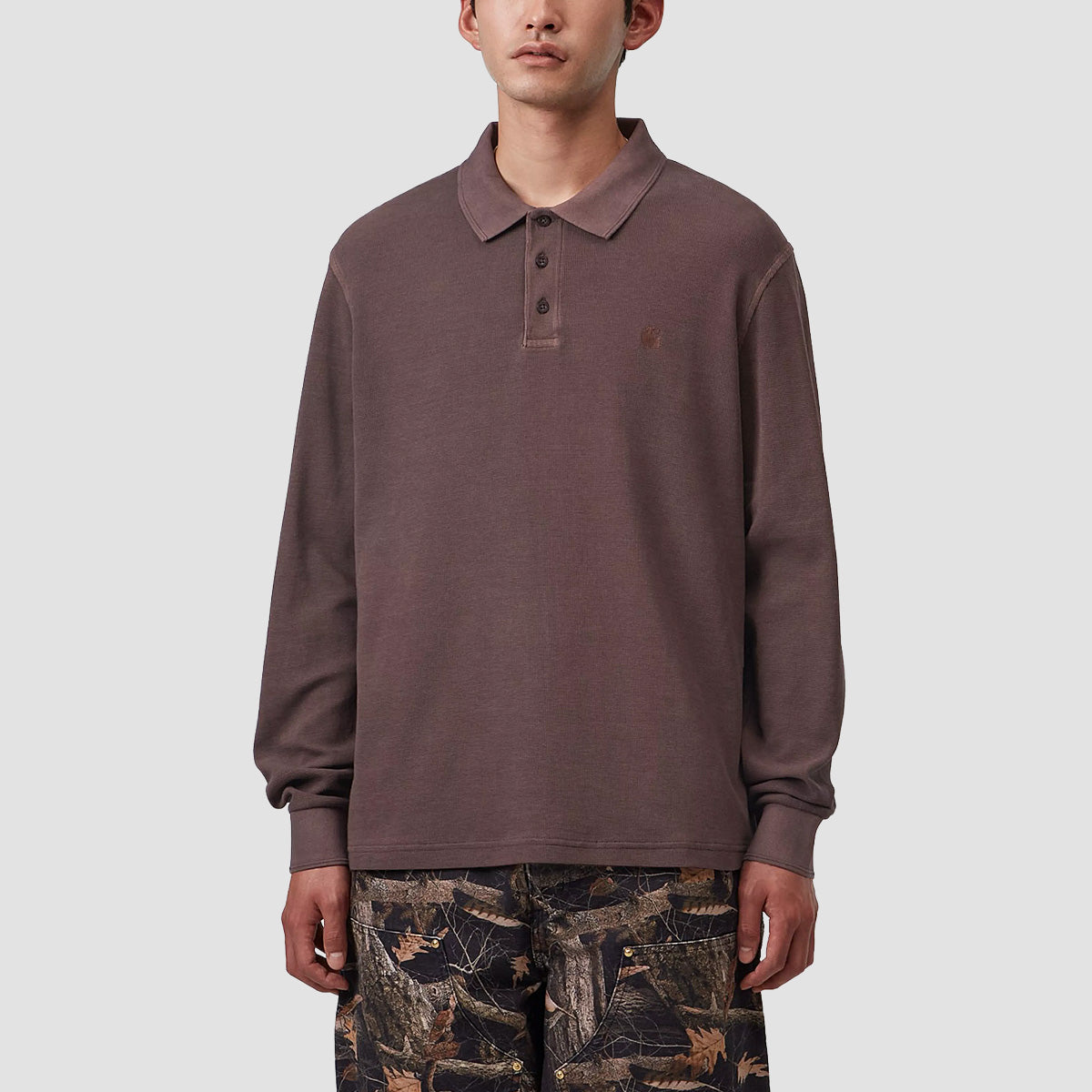Carhartt WIP Waffle Rugby Longsleeve Shirt Palisander Garment Dyed