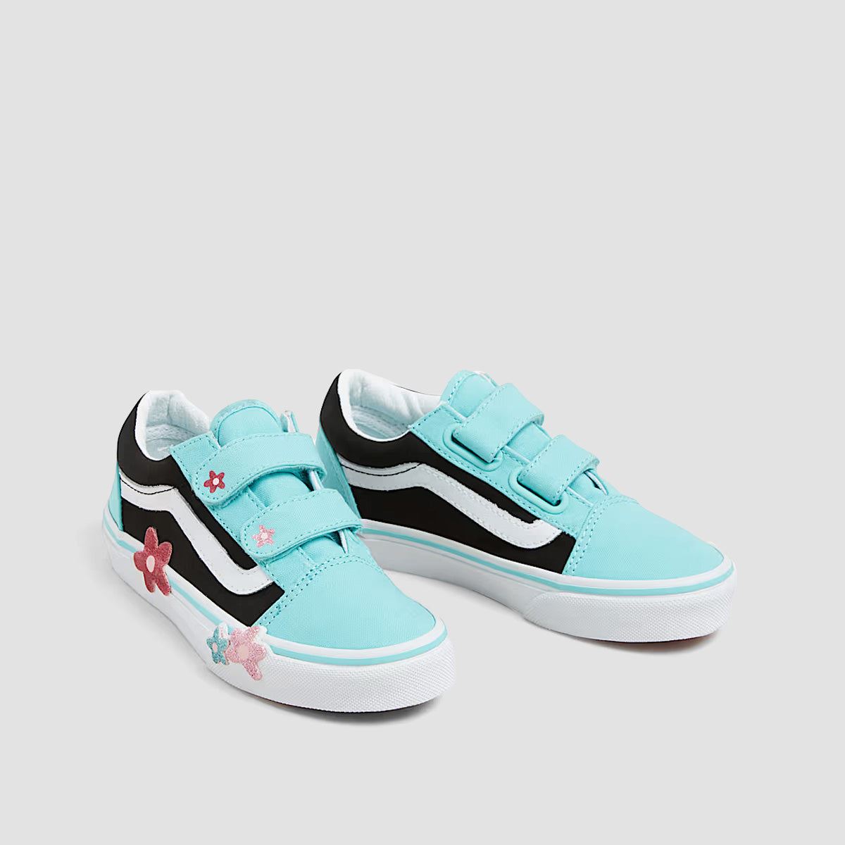 Vans Old Skool V Flower Shoes - Glitter Flower Power Multi/True White - Kids