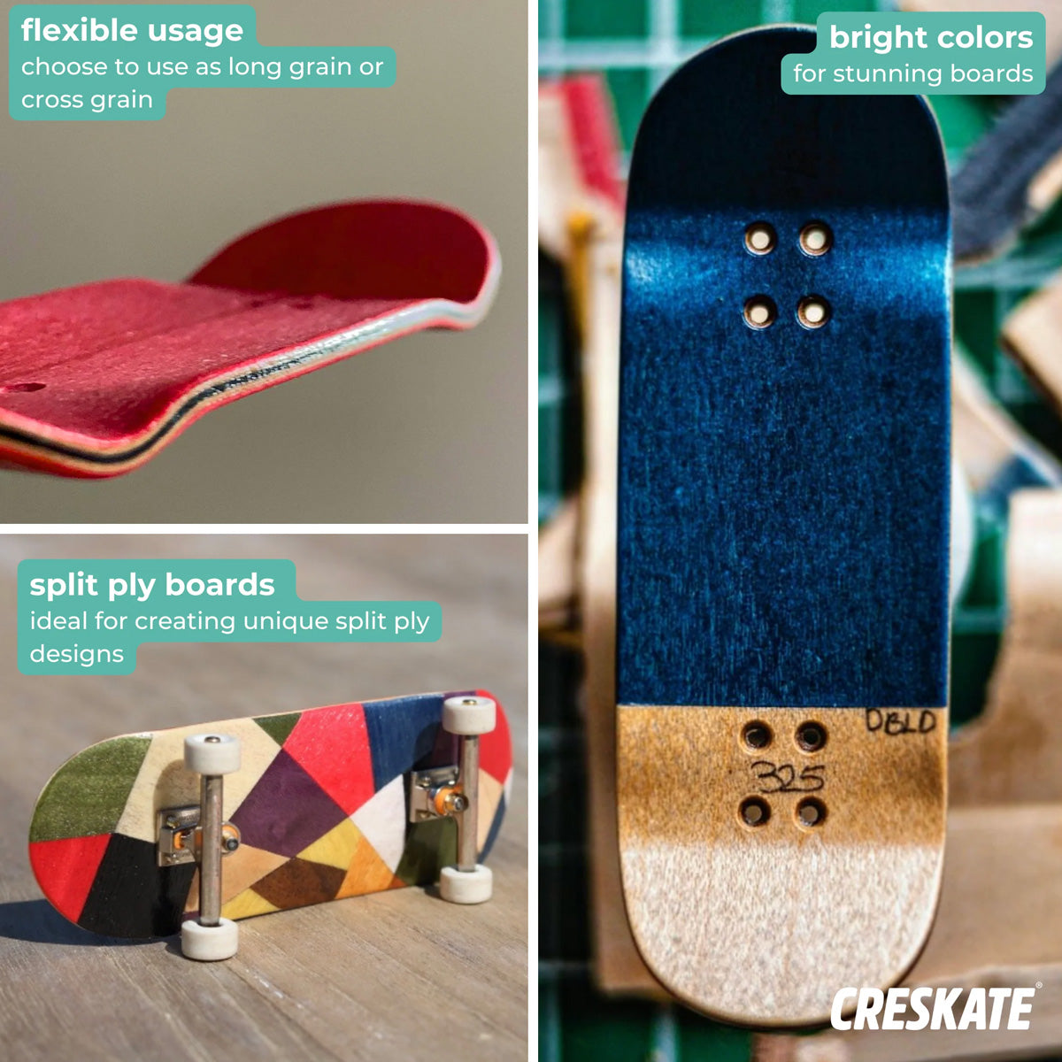 CRESKATE Coloured Fingerboard Veneer - 6 Boards