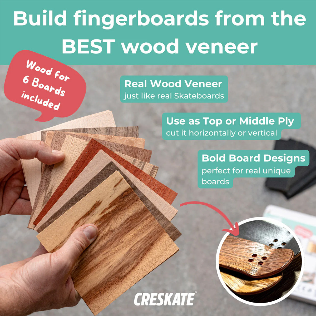 CRESKATE Special Fingerboard Veneer - 6 Boards