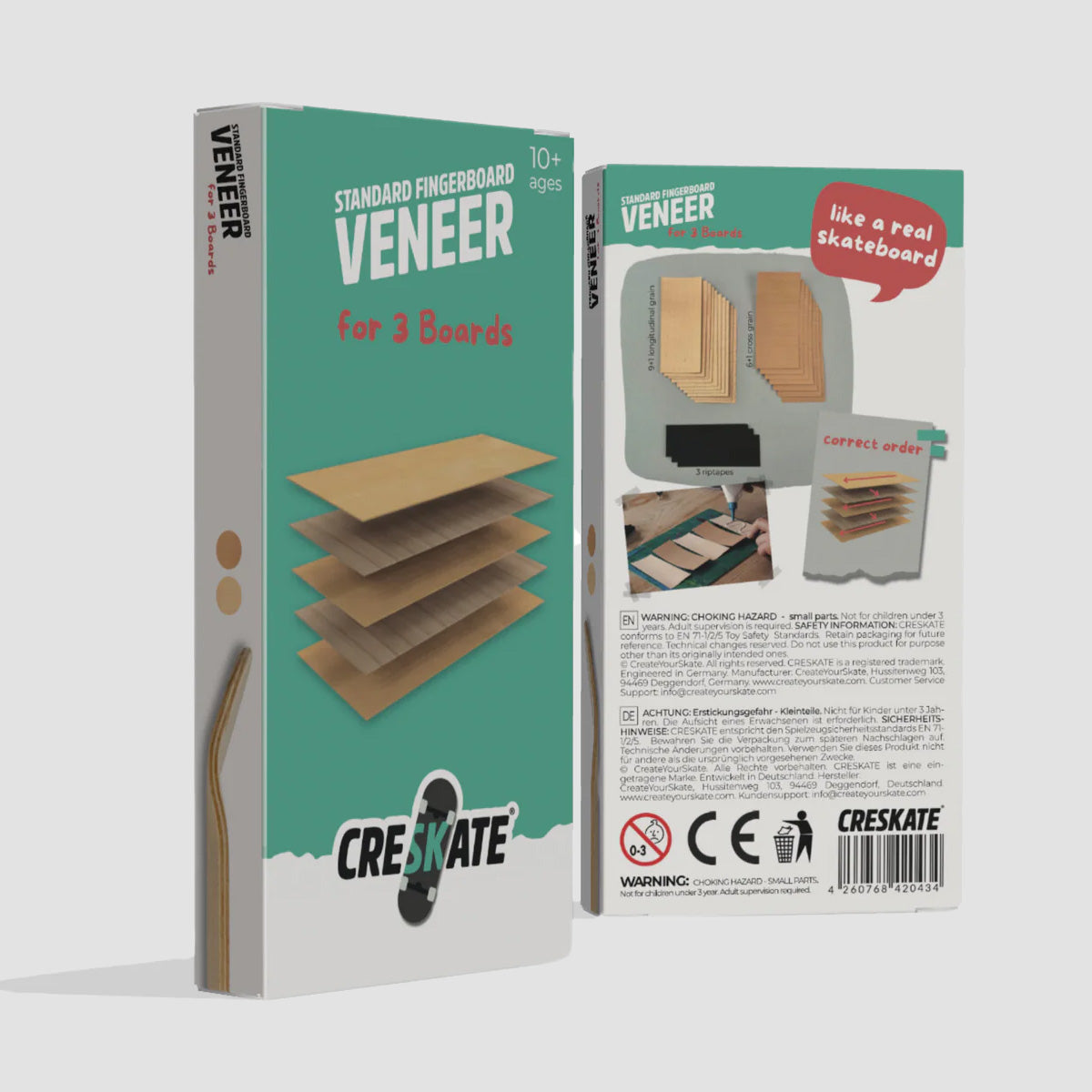 CRESKATE Standard Fingerboard Veneer - 3 Boards