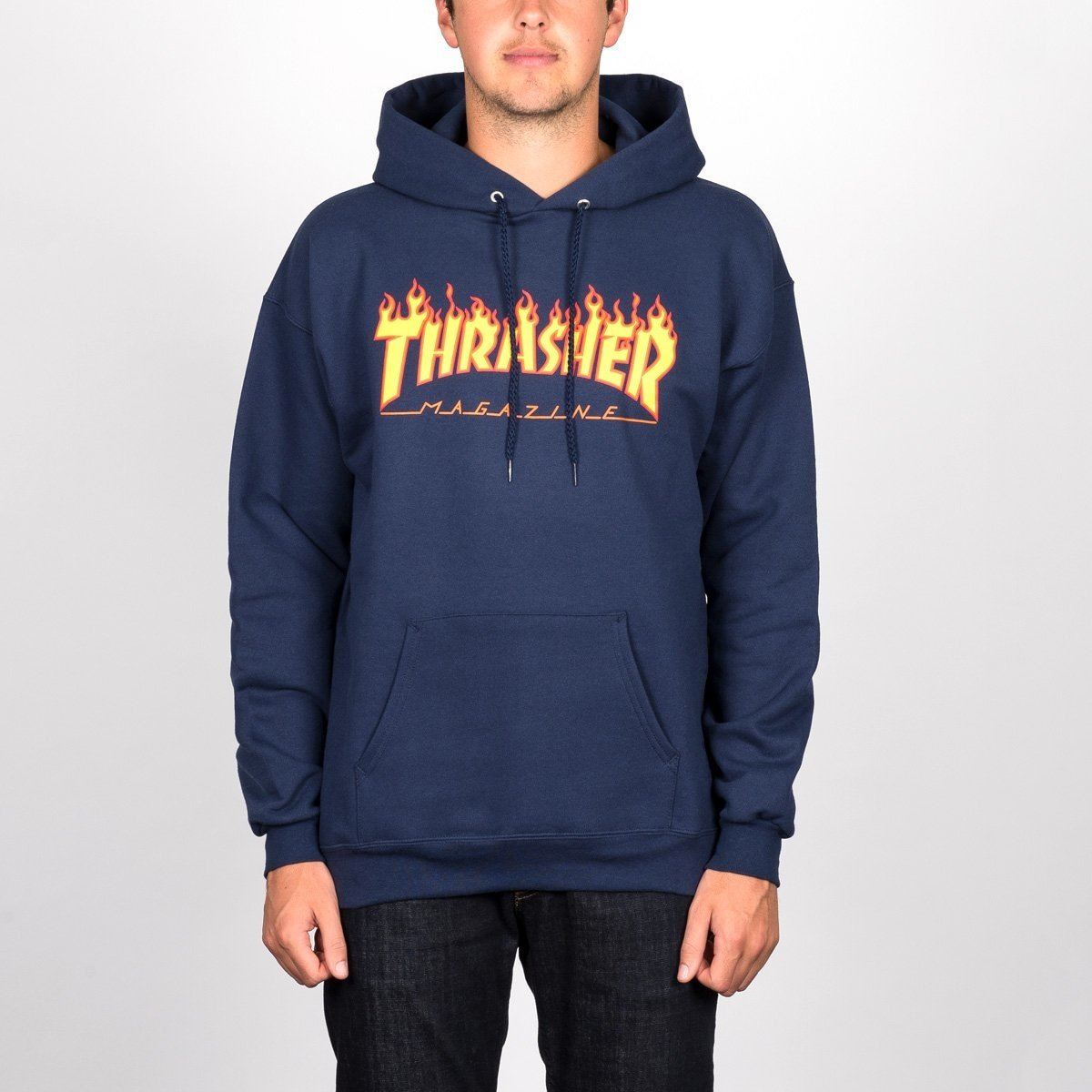 Thrasher Flame Logo Pullover Hoodie Navy Blue