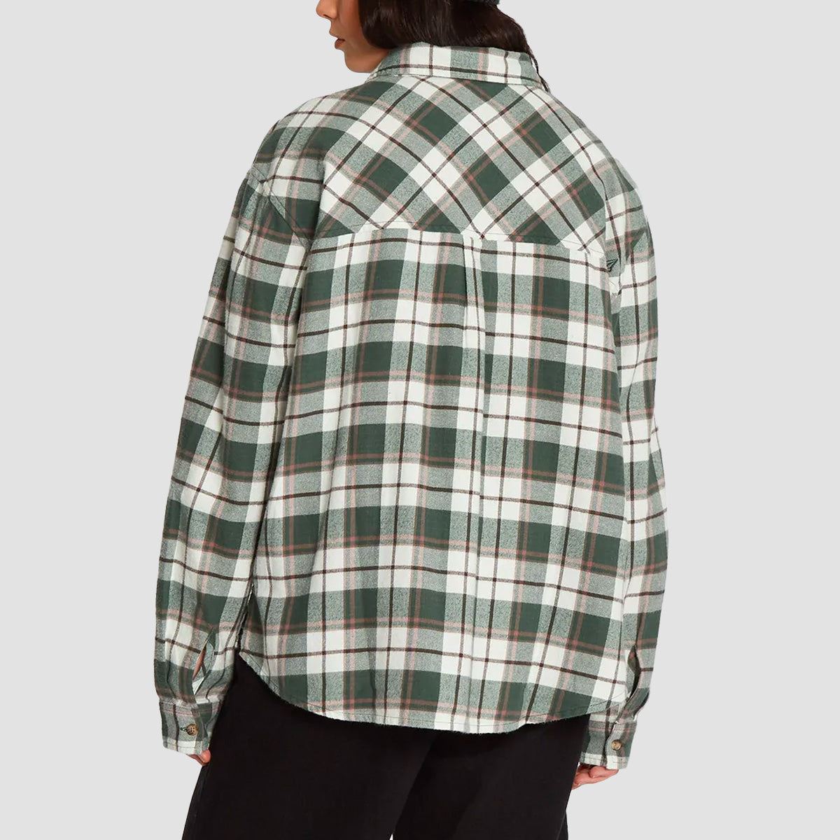 Volcom Plaid To Meet U Earth Tripper Longsleeve Shirt Dark Pine - Womens