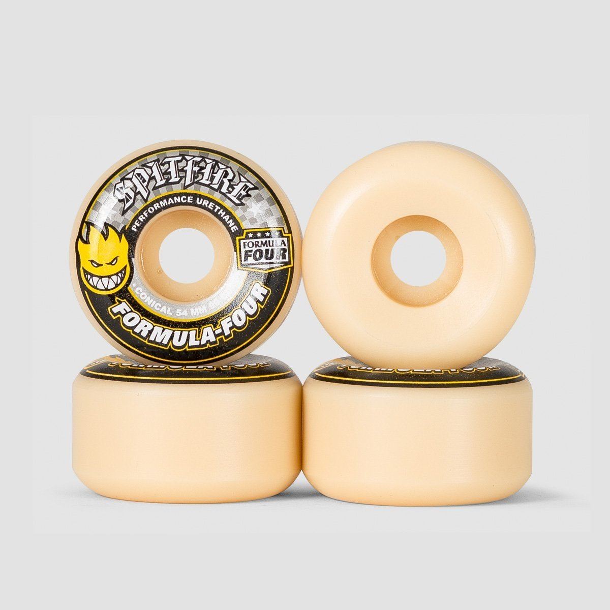 Spitfire Formula Four Conical 99du Skateboard Wheels Natural/Yellow Print 54mm