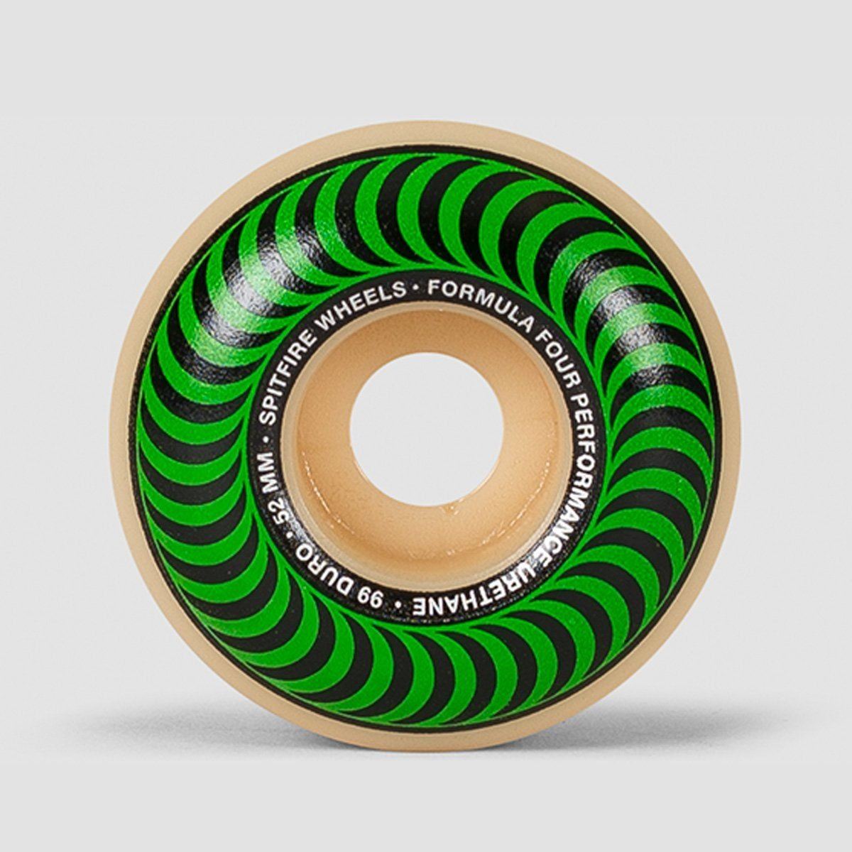 Spitfire Formula Four Classic 99DU Skateboard Wheels Natural/Green 52mm