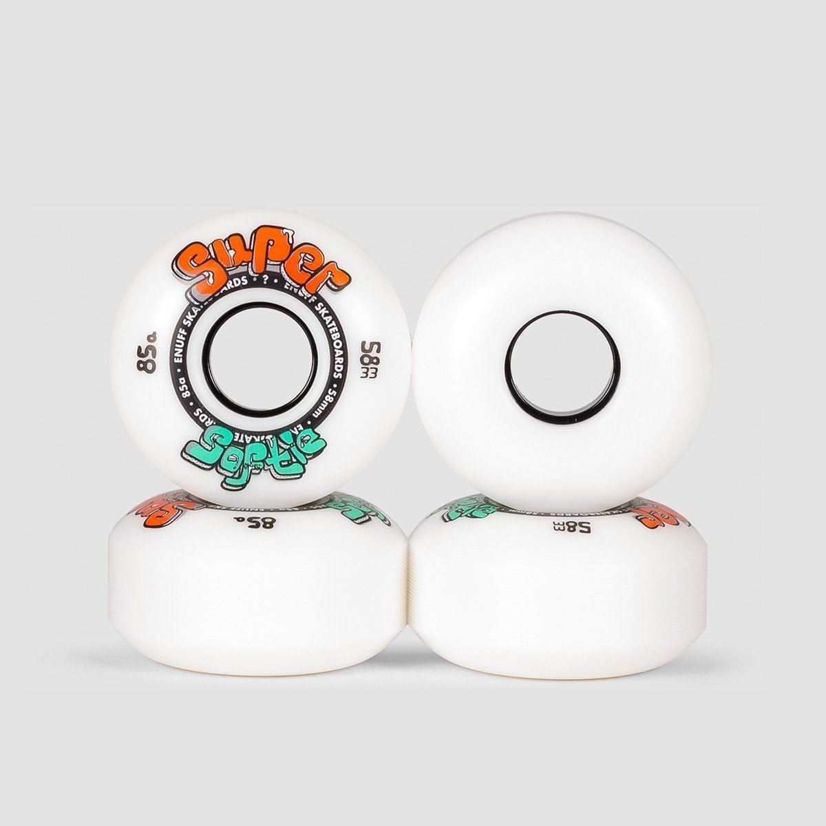 Enuff Super Softie Skateboard Wheels White 58mm