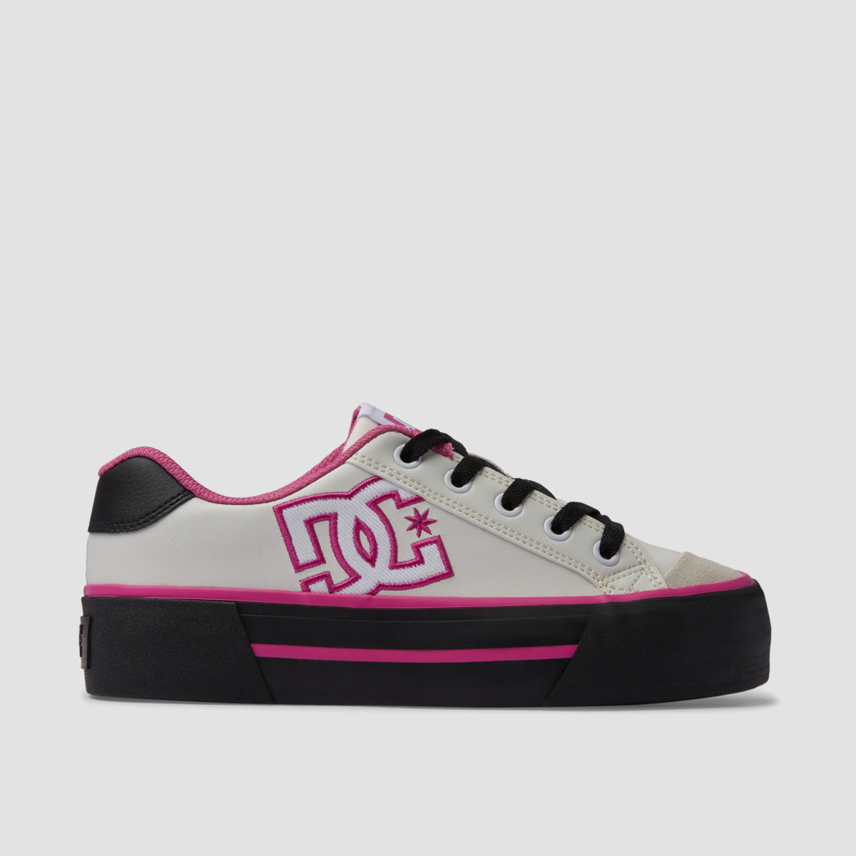 DC Chelsea Platform Shoes - White/Black/Pink - Womens