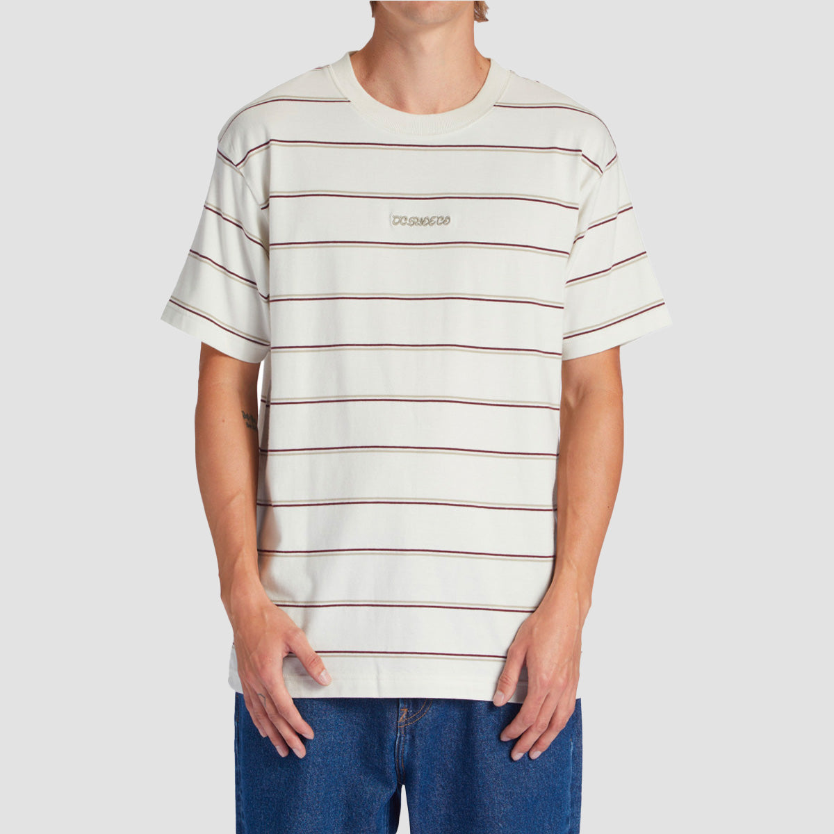 DC Kingpin Stripe T-Shirt Lily White