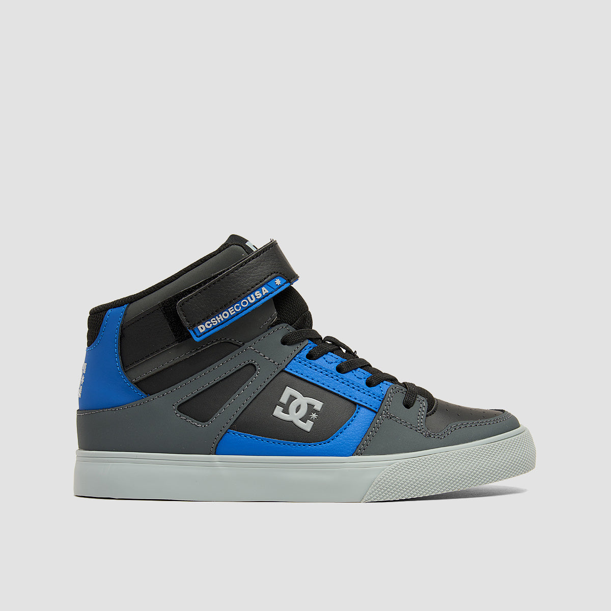 DC Pure High-Top EV Shoes - Grey/Black/Blue - Kids