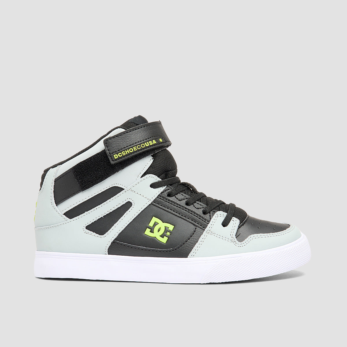 DC Pure High-Top EV Shoes - Grey/Black/Lime - Kids
