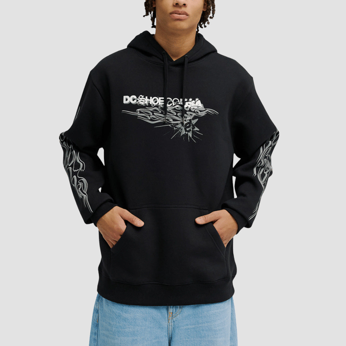 DC Side Flame Pullover Hoodie Black