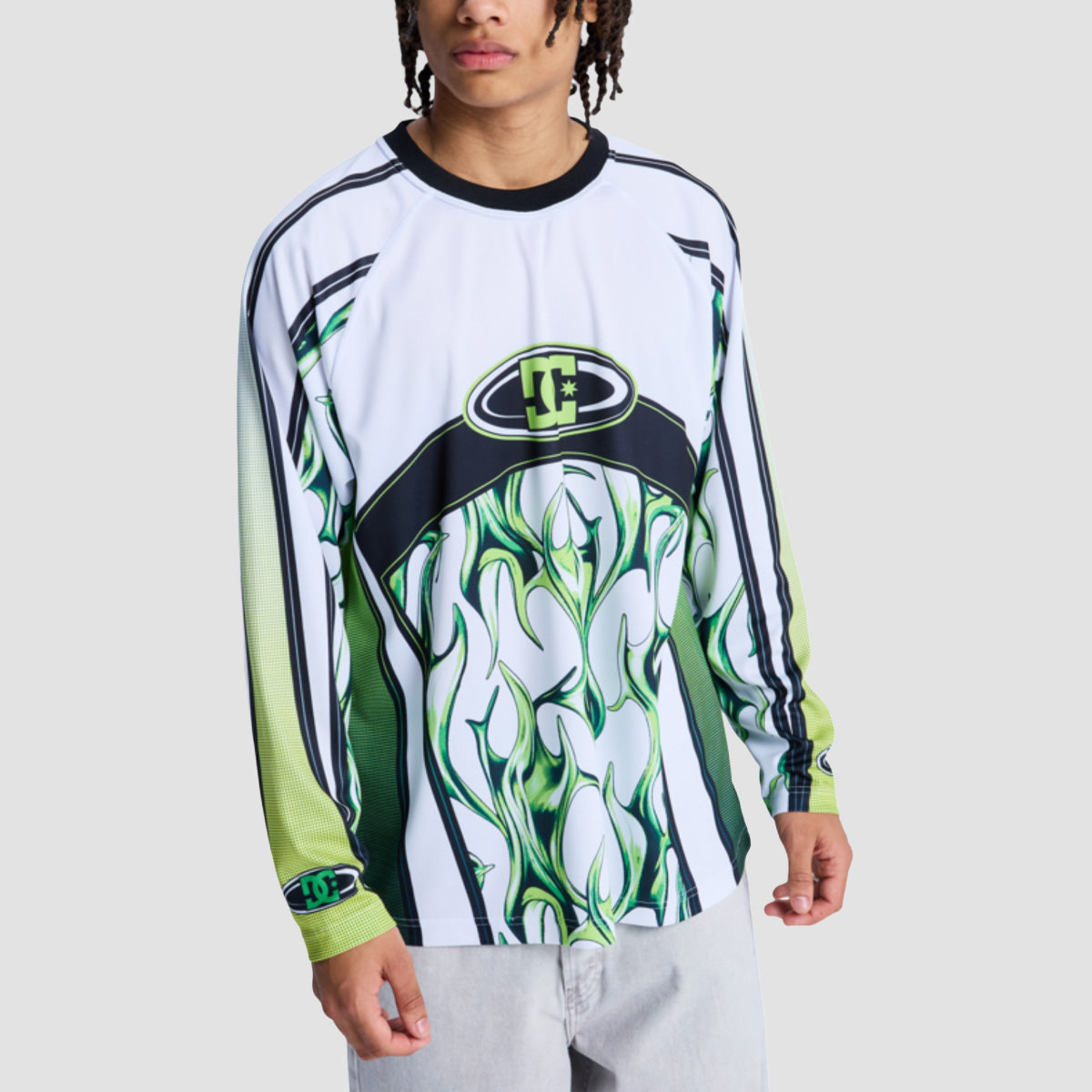 DC Sylem 2 Moto Jersey Longsleeve T-Shirt Lime Green