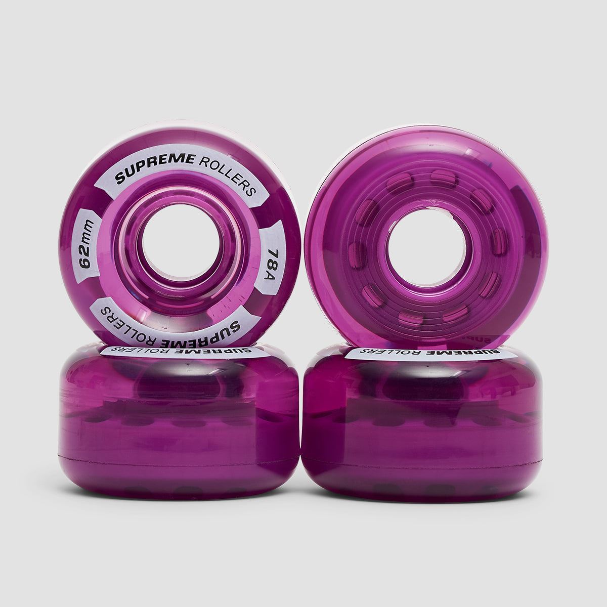 Supreme 78A Rollers Quad Wheels x4 Purple 62mm