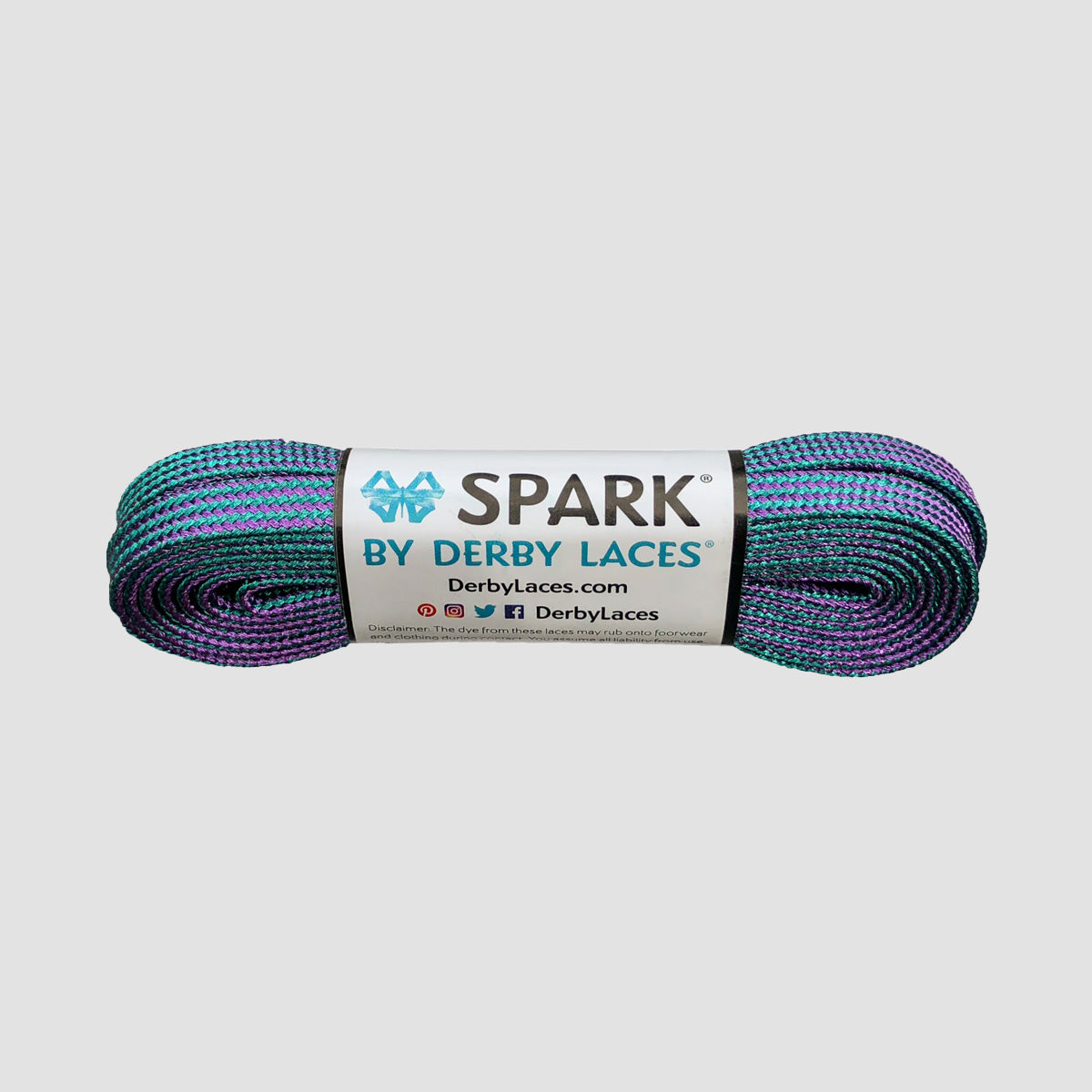 Derby Laces SPARK 8mm 274cm Boot/Skate Laces Purple/Teal Stripe