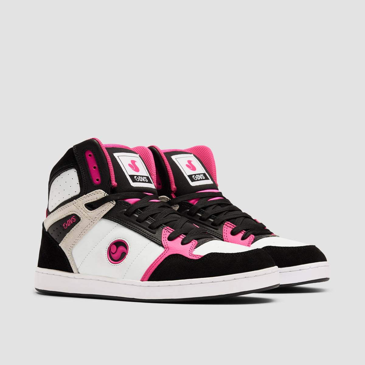 DVS Honcho High Top Shoes - Black/White/Pink Suede - Womens