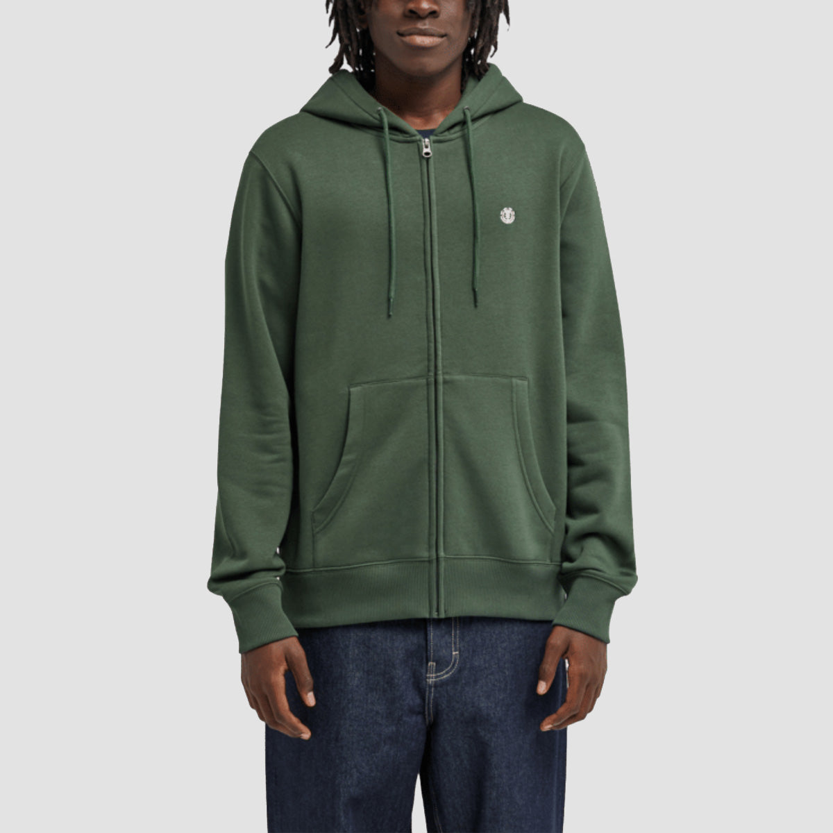Element Icon Embroidery Zip Hoodie Deep Forest
