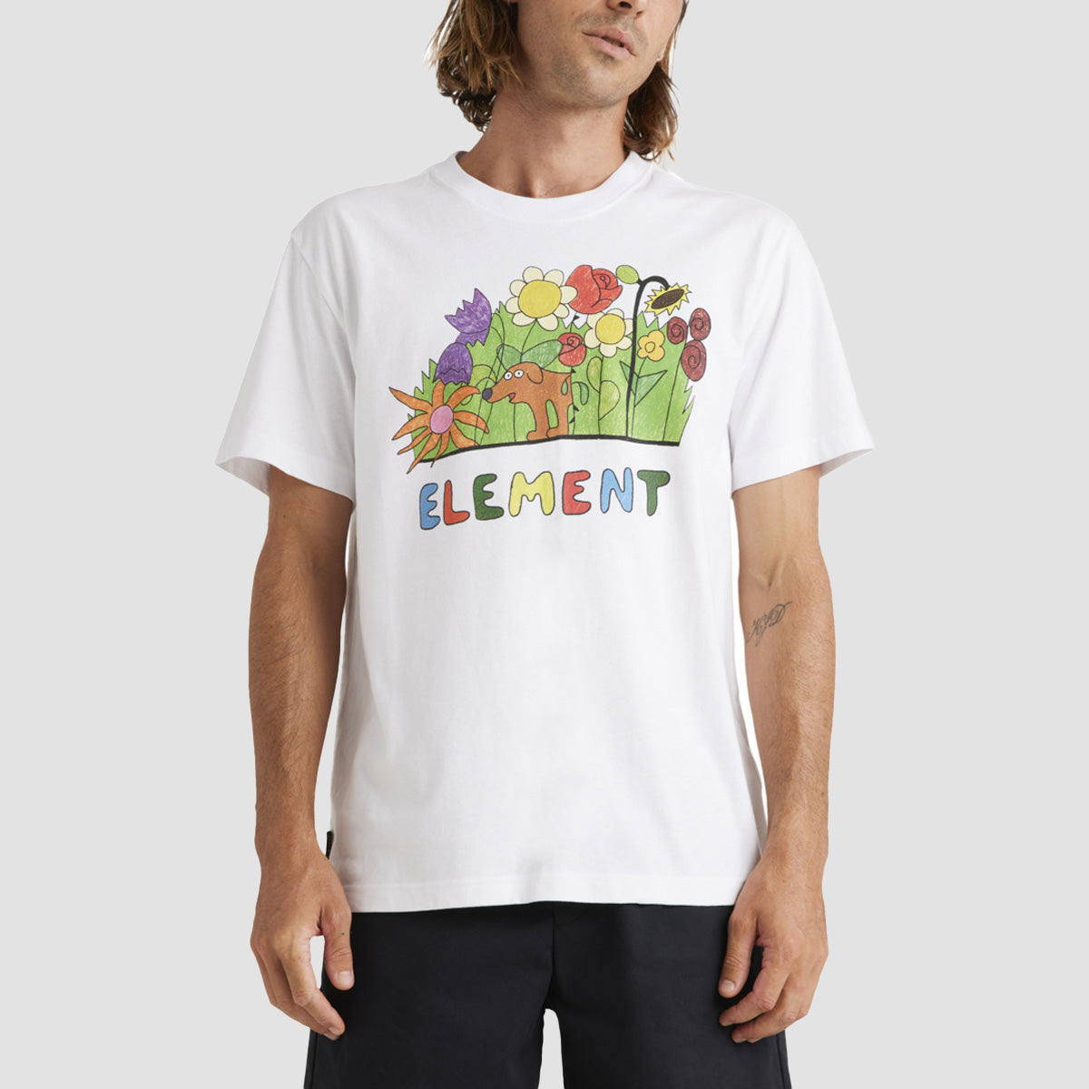 Element X Leon Sniffing The Flowers T-Shirt Optic White