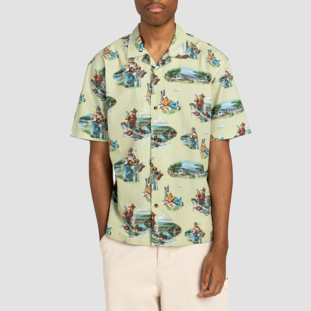Element X Smokey Bear Camp Short Sleeve Shirt Oyster Grey