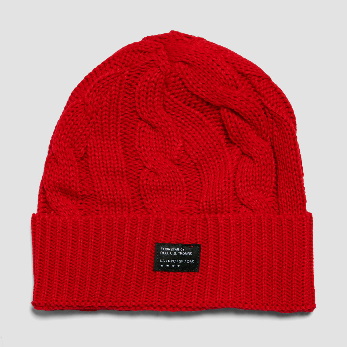 Fourstar Cable Knit Fold Beanie Red