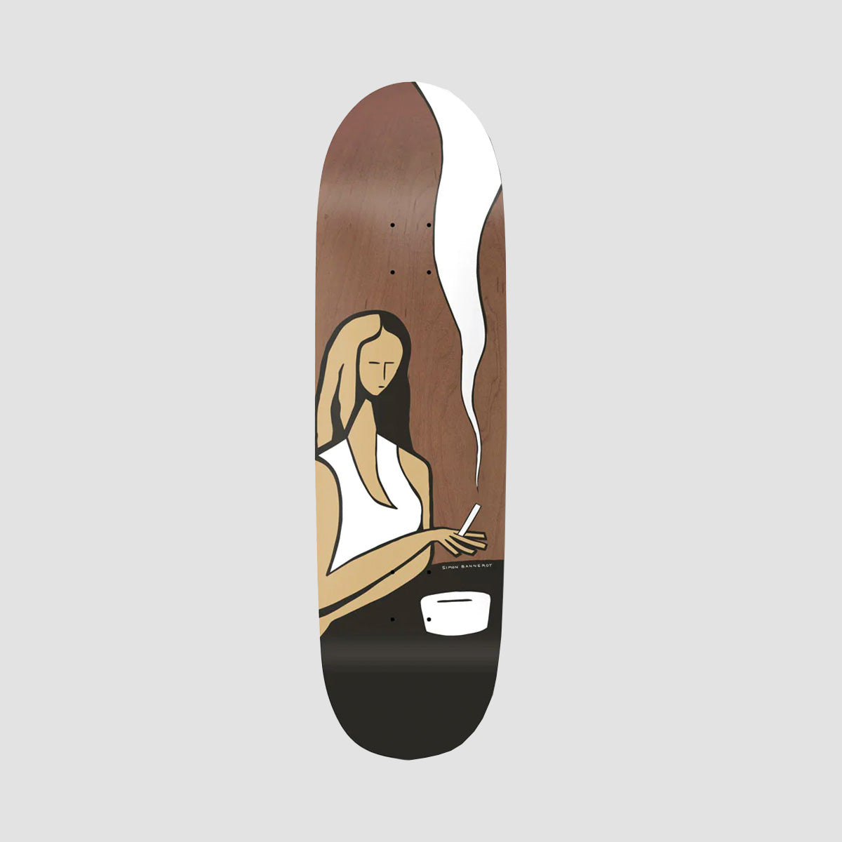 Girl Smoke Contemplation Simon Bannerot Love Seat Skateboard Deck - 9"