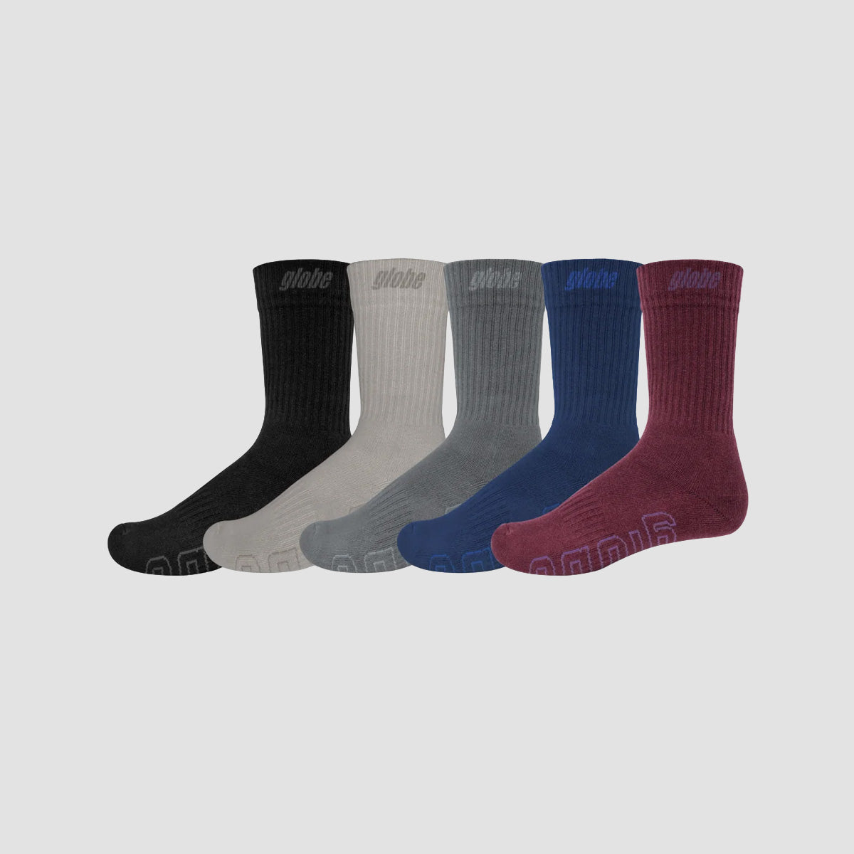 Globe Impact Hi Crew Socks 5 Pack Assorted