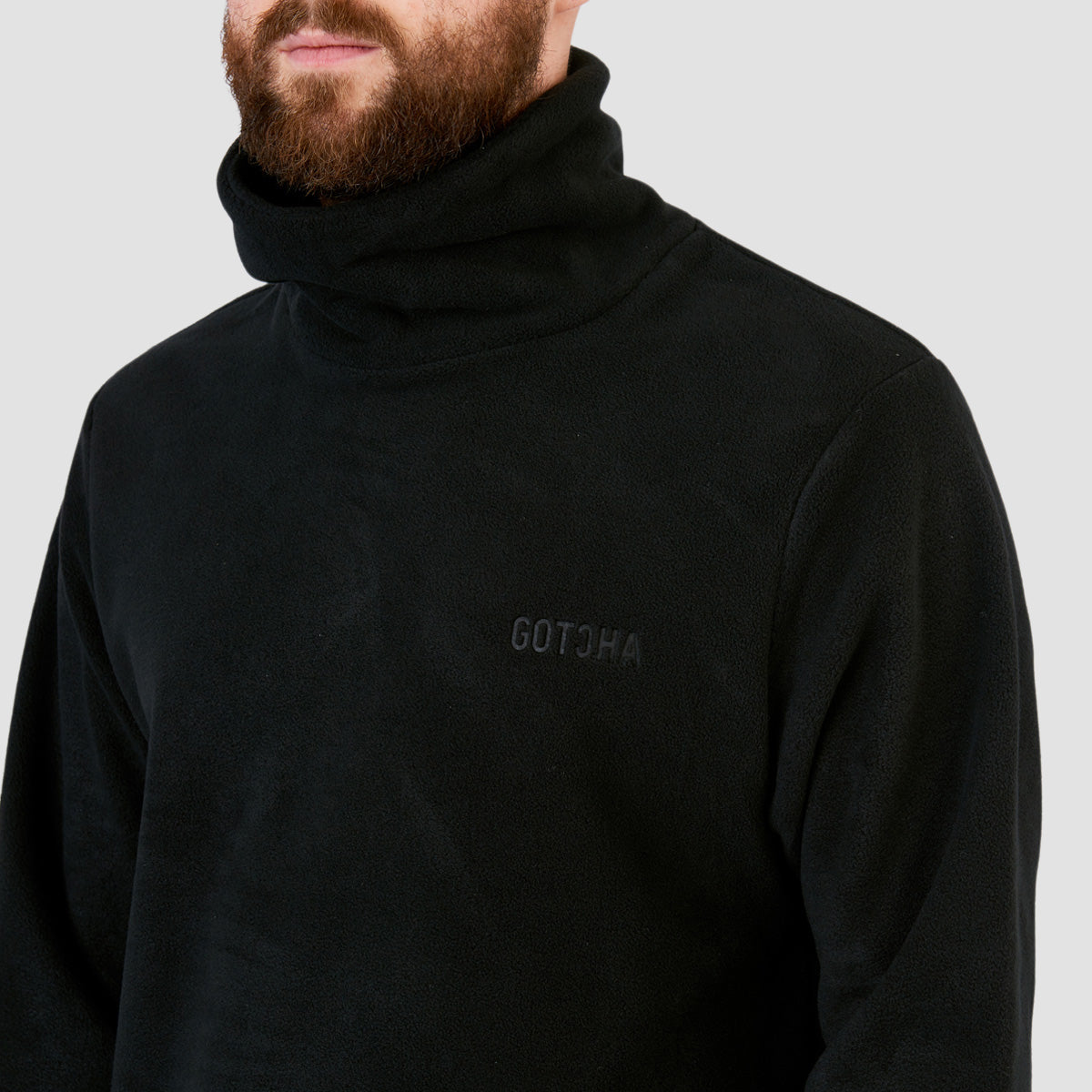 Gotcha Funnel Neck Fleece Sweatshirt Jet Black