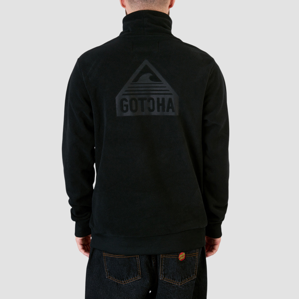 Gotcha Funnel Neck Fleece Sweatshirt Jet Black