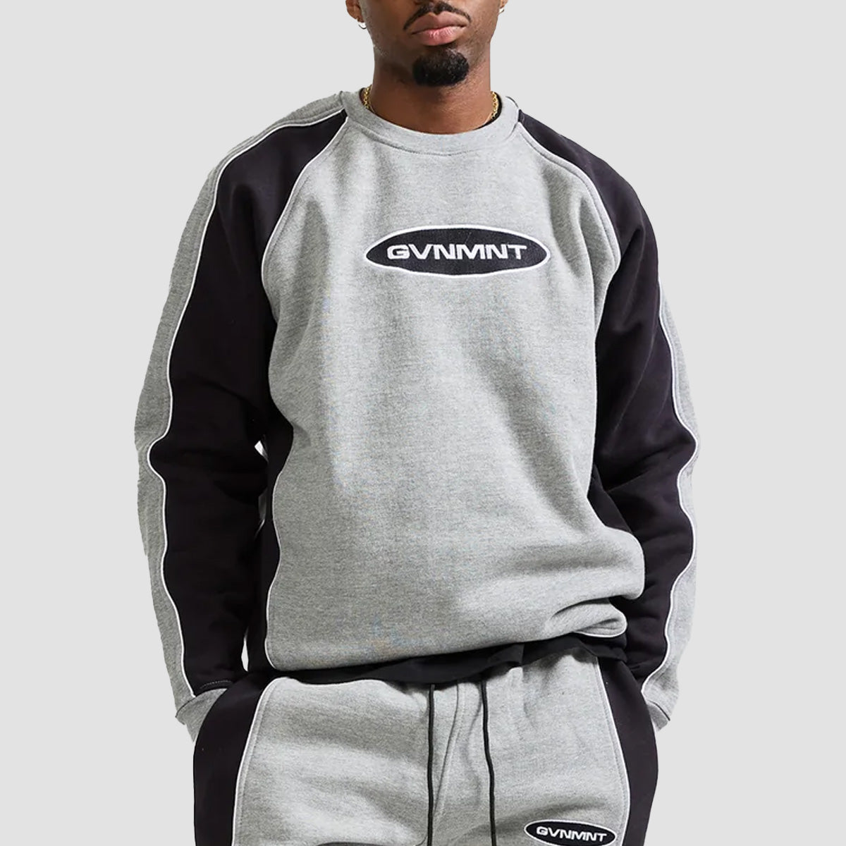 GVNMNT 2 Tone Panelled Sweatshirt Grey/Black