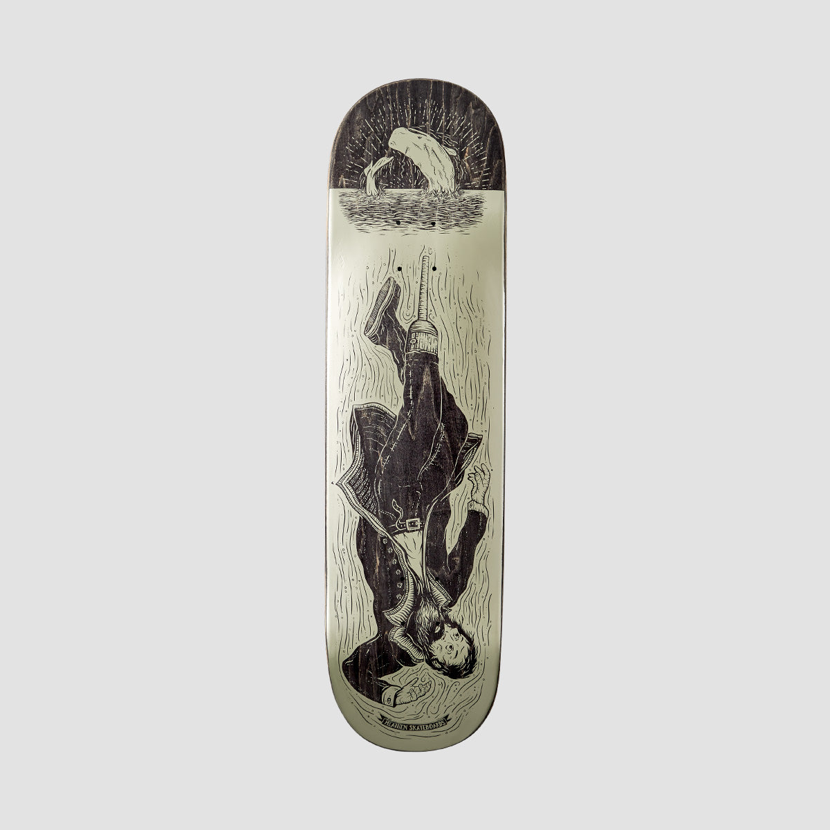 Heathen Ahab Drowning Metallic on Squarehead Skateboard Deck - 8.375"