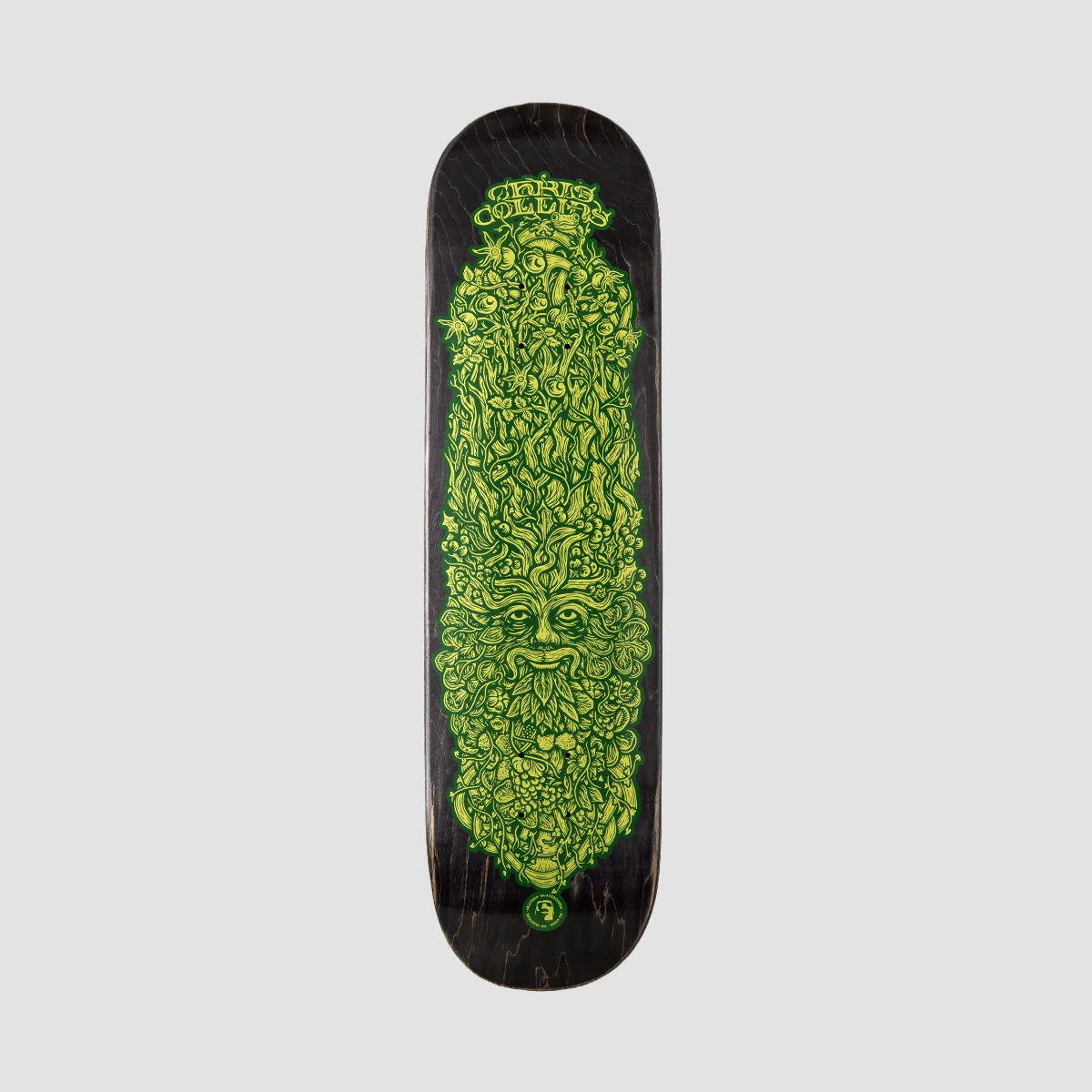 Heathen Chris Collins Green Man on Squarehead Skateboard Deck - 8.625"
